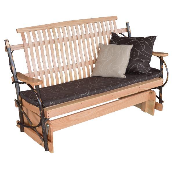 Premium Hickory Wood Porch Glider Swing - Outdoor Patio Rocking Bench for Garden, Deck & Backyard Relaxation | Weather-Resistant & Comfortable Seating