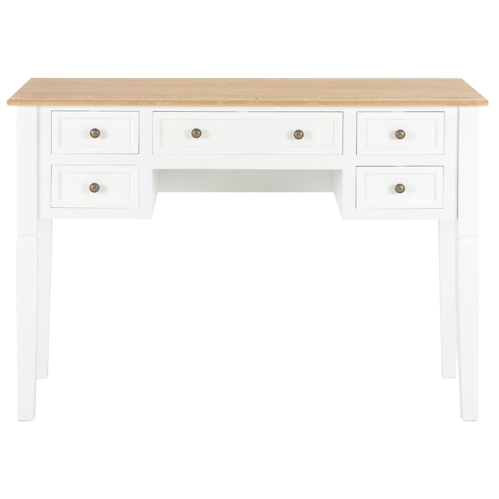 Compact White Wooden Computer Desk with Drawer - 43.1