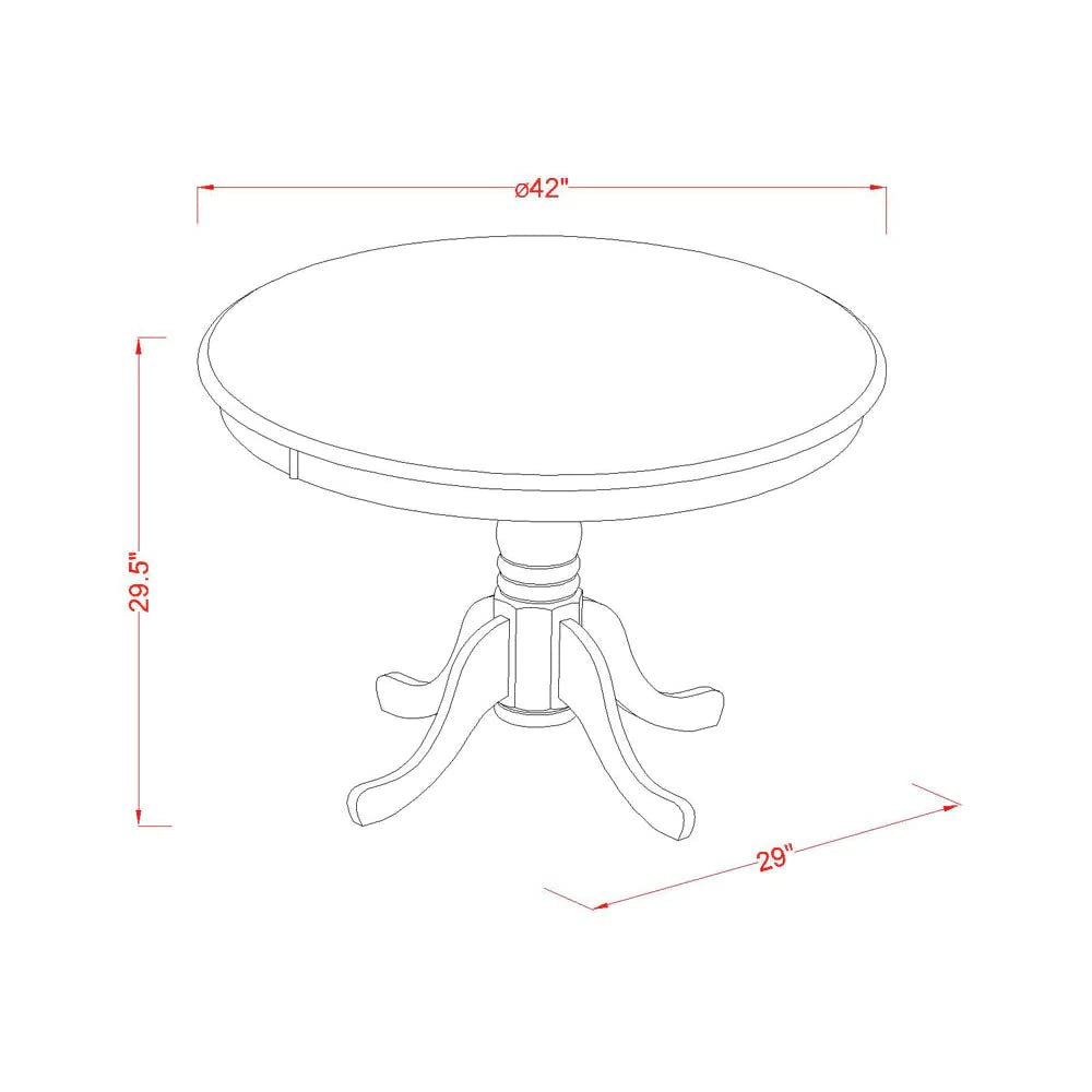 East West Furniture HBAV3-LWH-W 3-Piece Round Dining Table Set with Pedestal Base & 2 Chairs, 42x42 Inch, Linen White - Perfect for Small Kitchen, Breakfast Nook & Cozy Dining Spaces