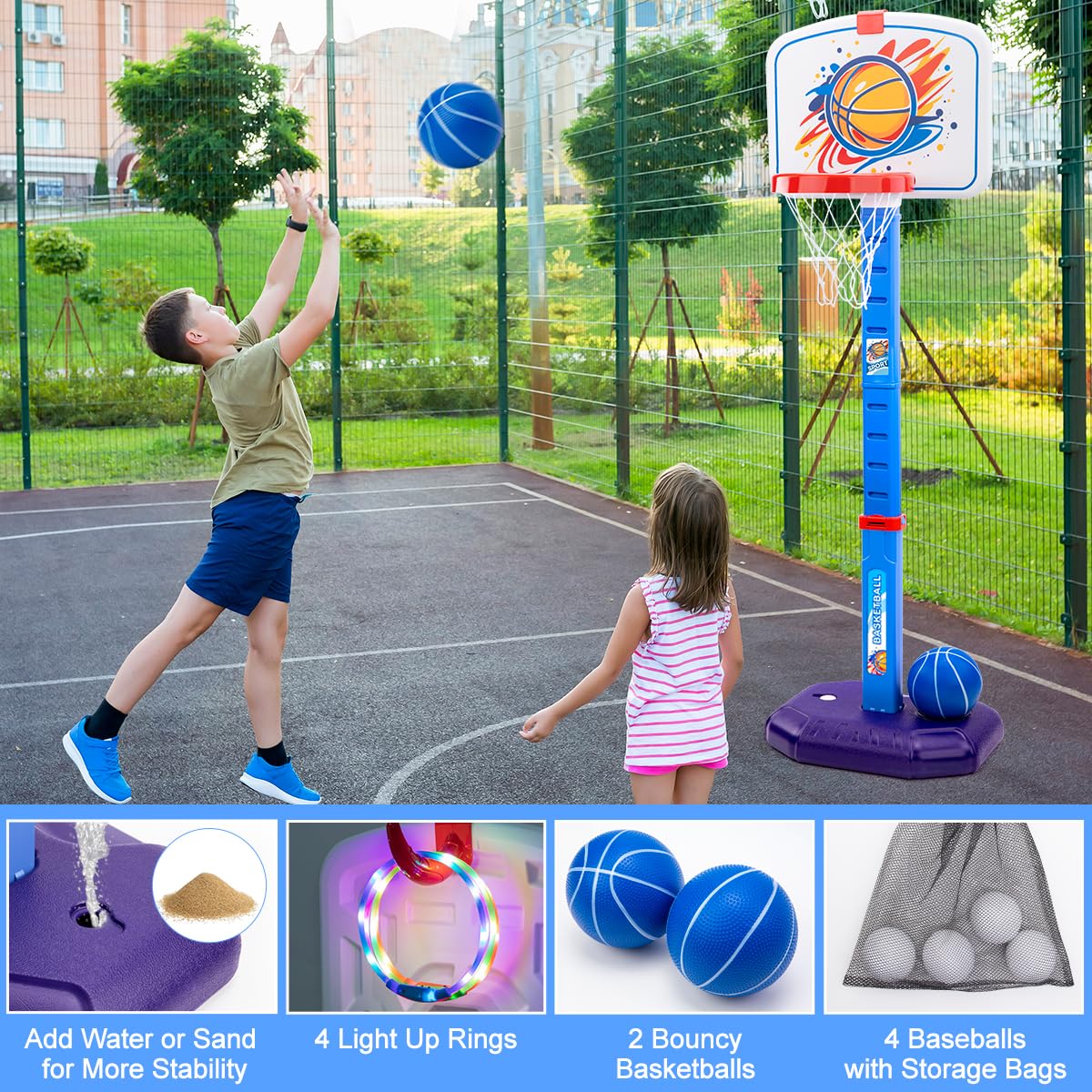 Meland 4-in-1 Kids Basketball Hoop - Indoor/Outdoor Sports Toy for Toddlers