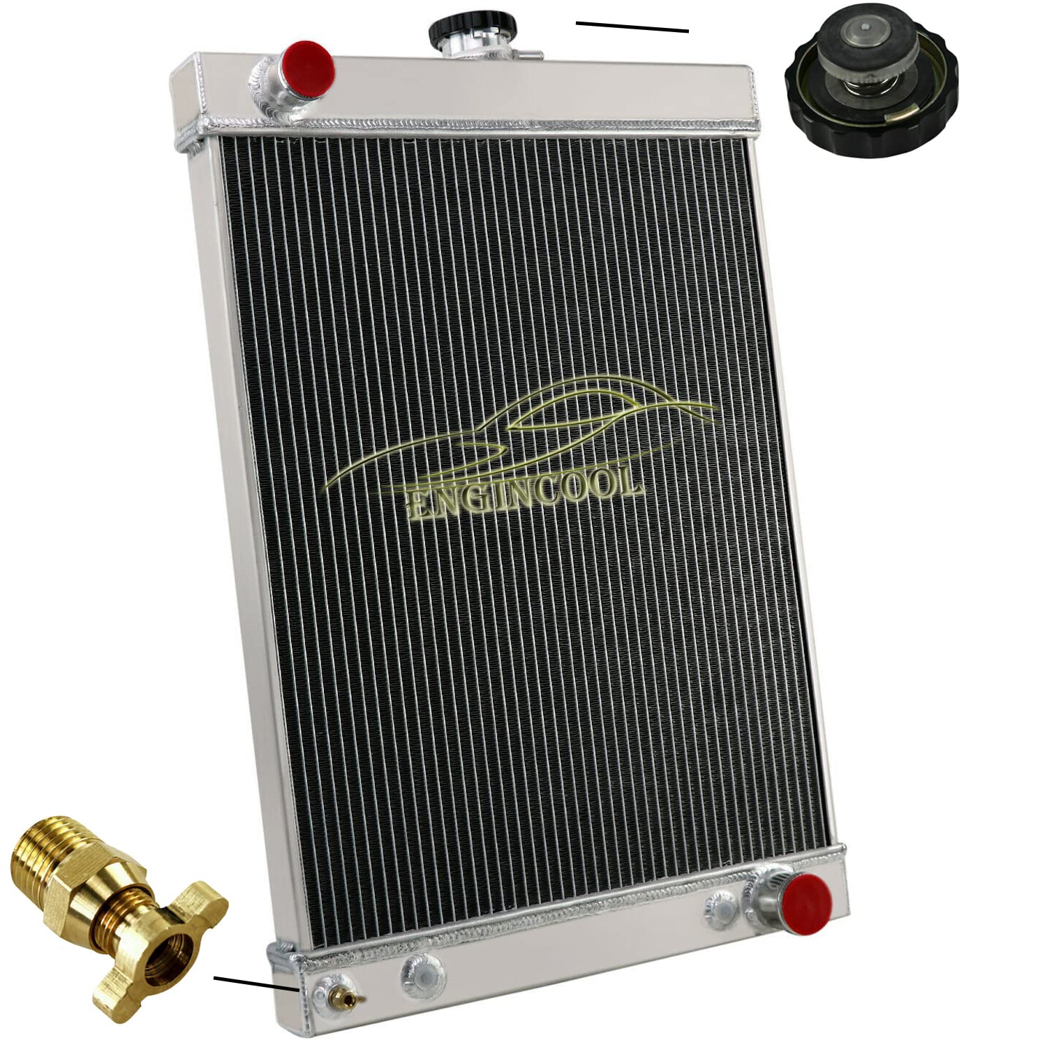 EnginCool Aluminum Radiator for 1930-1950 Hot Rod Medium Nosed Cars & Trucks - 3 Row Downflow Performance Radiator - Perfect for Classic Car Restoration & Hot Rod Upgrades