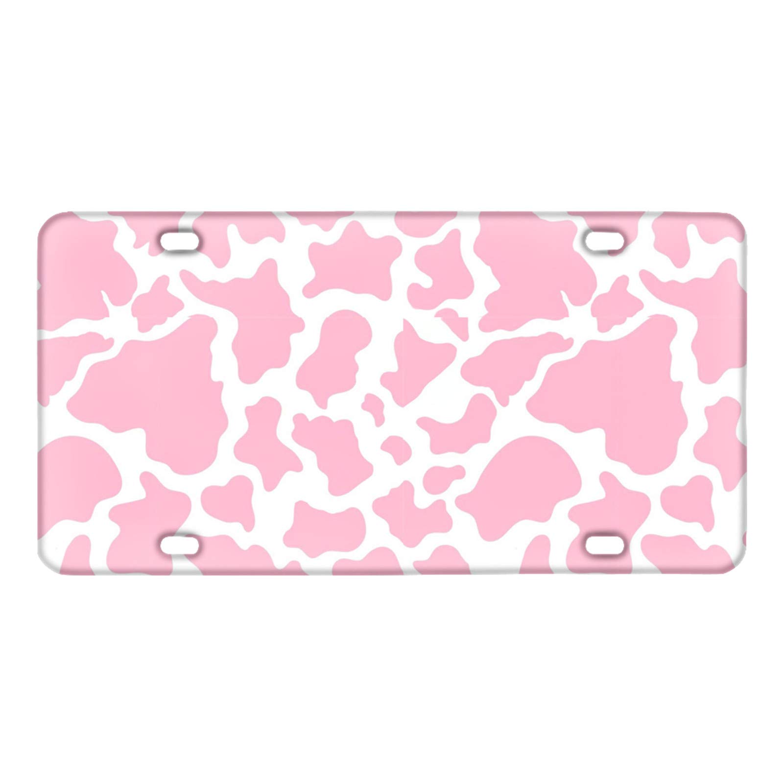 Pink Cow License Plate Cover - Universal 4 Hole Easy Install Car Accessories for Women | Cute Girly Number Tag Decor for Cars, Trucks & SUVs - Perfect for Adding Personality to Your Vehicle