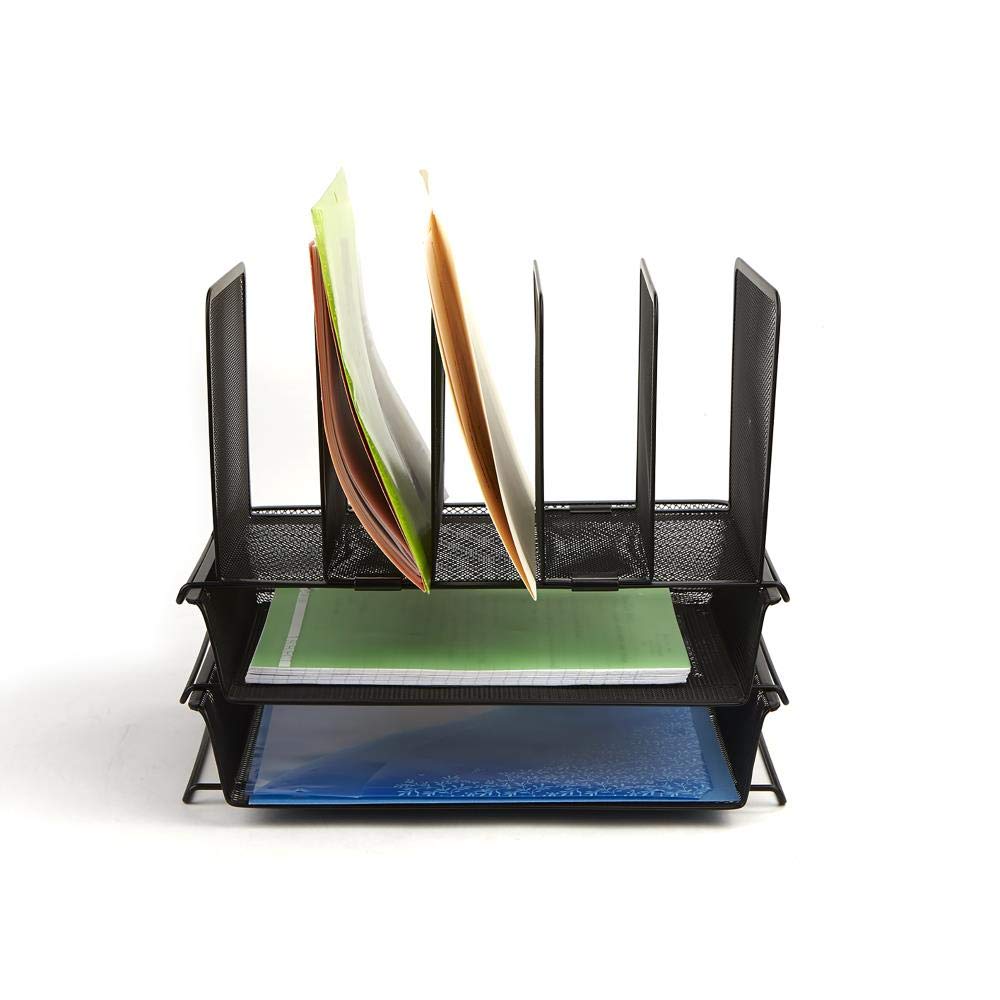 Mind Reader Mesh Desk Organizer - 7-Tier Desktop Document Letter Tray for Folders, Mail & Stationery | Black Office Organizer for Home & Workspace | Perfect for Files, Papers, Office Supplies Organization