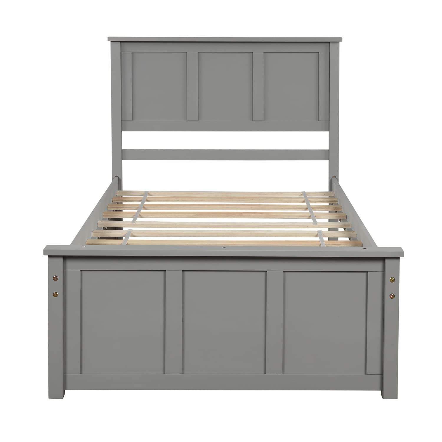 Twin Size Wooden Platform Bed Frame with Storage Drawers, Headboard & Footboard - Sturdy Captain Bed for Kids, Teens, Boys & Girls (Gray) - Perfect for Small Bedrooms, Guest Rooms & Dormitories