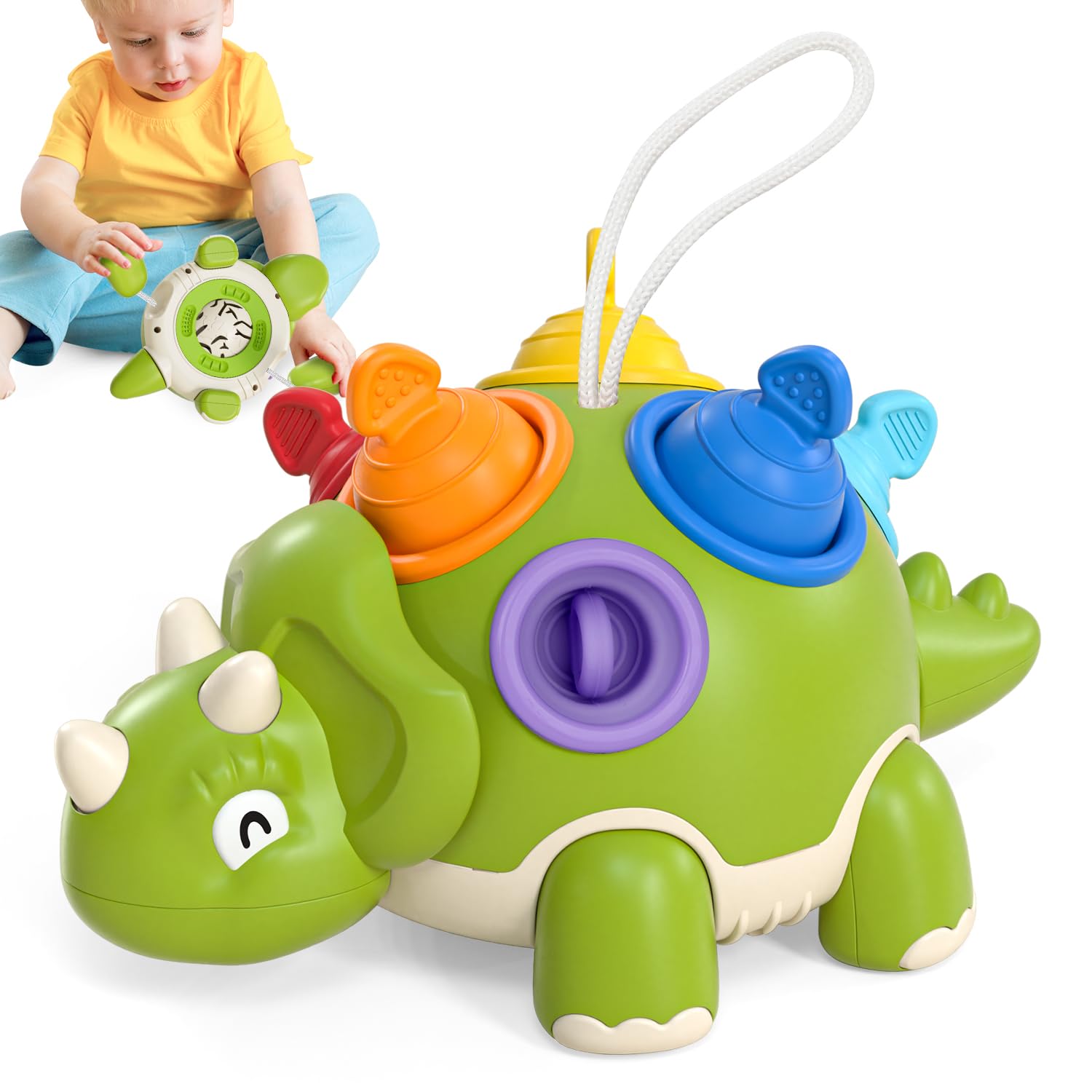 Montessori Dinosaur Toys for 1 Year Old Boys & Girls - Sensory Travel & Educational Developmental Toys - Perfect 1st Birthday Gift & Stocking Stuffer for 12 Month Old Babies - Great for Learning, Travel & Early Childhood Development