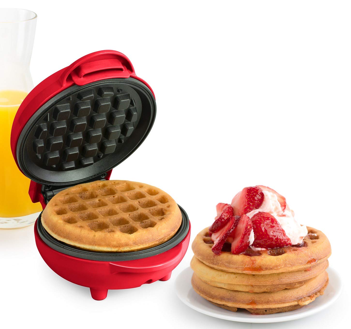 Nostalgia MWF5AQ MyMini Personal Electric Waffle Maker - Make Waffles, Hash Browns, French Toast, Grilled Cheese, Quesadillas, Brownies & Cookies - Compact Red Appliance for Breakfast, Snacks & Desserts at Home, Dorm or Office