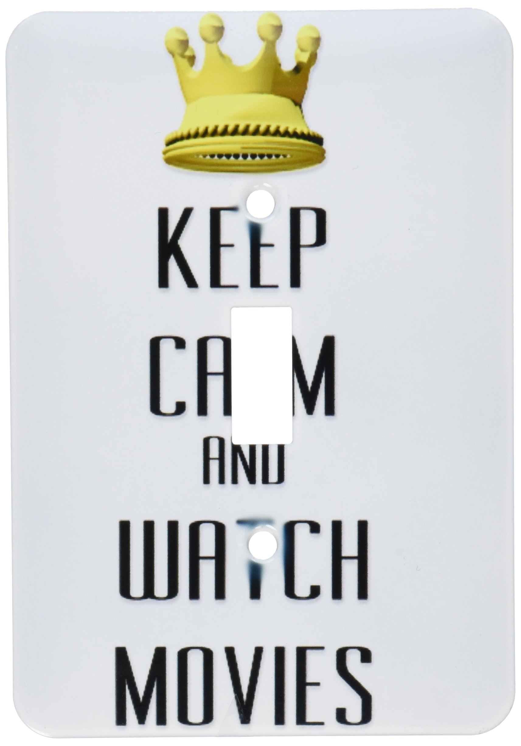 3dRose LLC lsp_120910_1 Gold Crown Keep Calm and Watch Movies Single Toggle Switch - Perfect for Home Theater, Gaming Room & Entertainment Center Decor