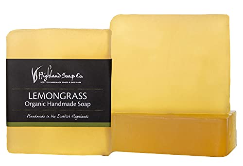 Organic Lemongrass & Ginger Handmade Soap by The Highland Soap Company - 5.3oz | Natural, Vegan, Cruelty-Free | Perfect for Gifts, Spa Days & Sensitive Skin Care