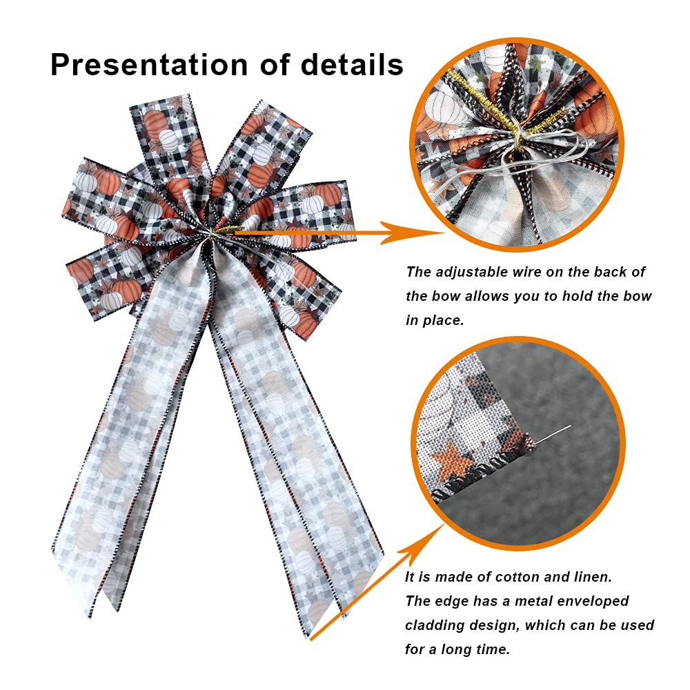Fall Bows for Wreaths - Buffalo Plaid Thanksgiving Decor for Doors