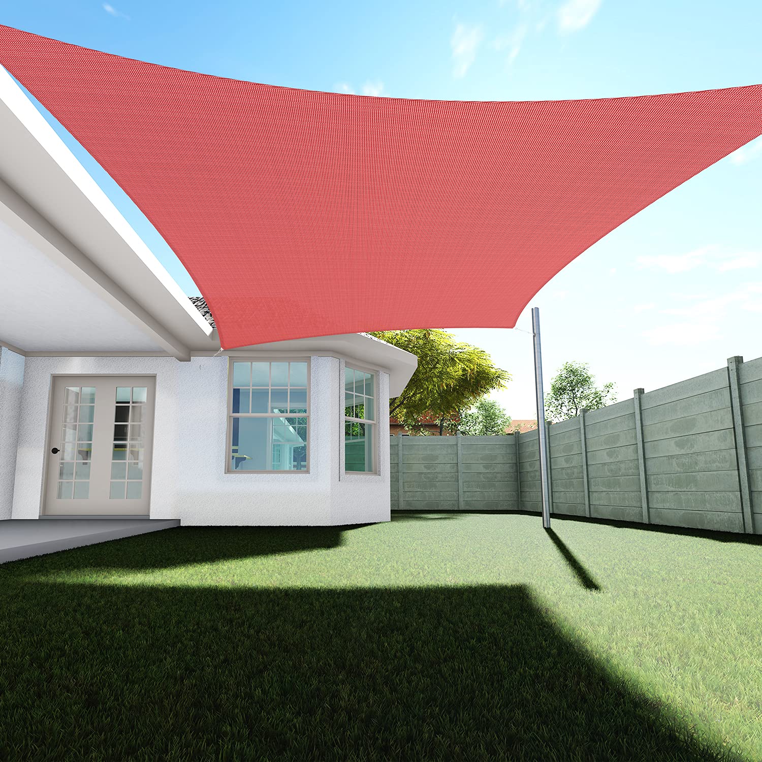 TANG Sun Shade Sail 14' x 21' Rectangle Canopy - 180 GSM UV Block Outdoor Shade for Patio, Garden, School & Park | Durable Red Sunshade for Backyard, Poolside, Playground and Outdoor Activities