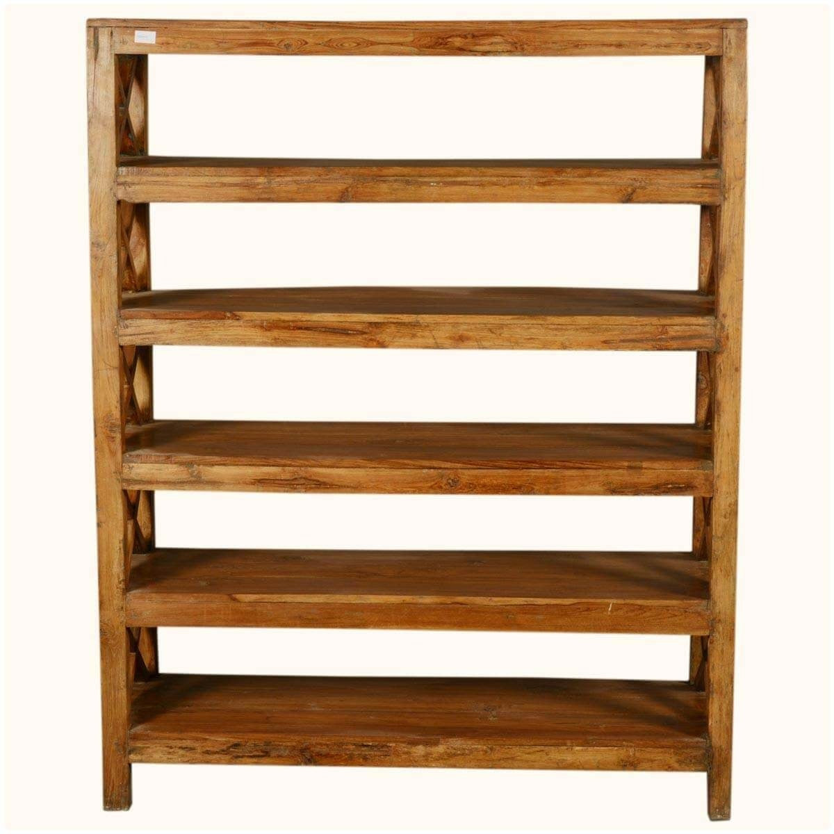 Rustic Reclaimed Wood 5-Tier Open Shelf Bookcase - Farmhouse Style Bookshelf for Living Room, Bedroom & Office Storage
