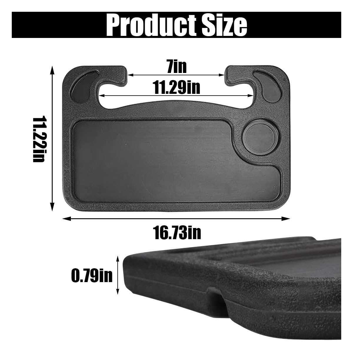 Car Steering Wheel Tray - Multipurpose Auto Desk for Eating, Working & Laptops - Black Travel Accessory Fits Most Vehicles | Perfect for Road Trips, Office Work & Meals On-The-Go