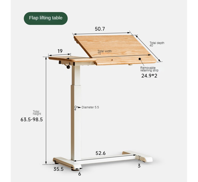 Solid Oak Wood Adjustable Height Folding Desk - Portable Home Office Workstation for Small Spaces, Dorm Rooms & Remote Work