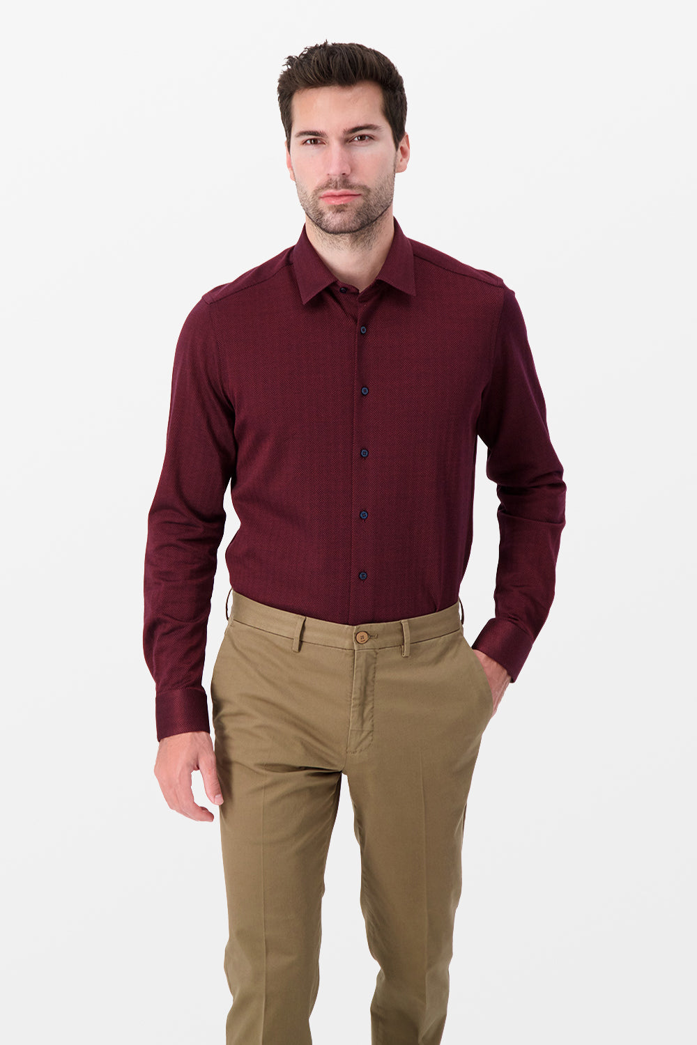 Zilli Red Classic Men's Dress Shirt - Premium Cotton Formal Shirt for Business & Wedding Occasions