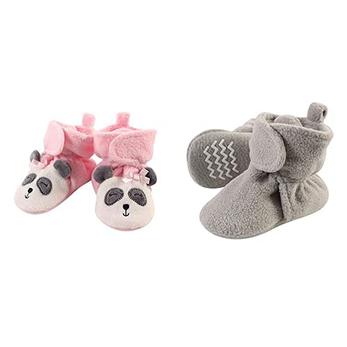 Cozy Fleece Booties for Baby Girls - Panda Gray, 12-18 Months - Perfect for Winter Outings