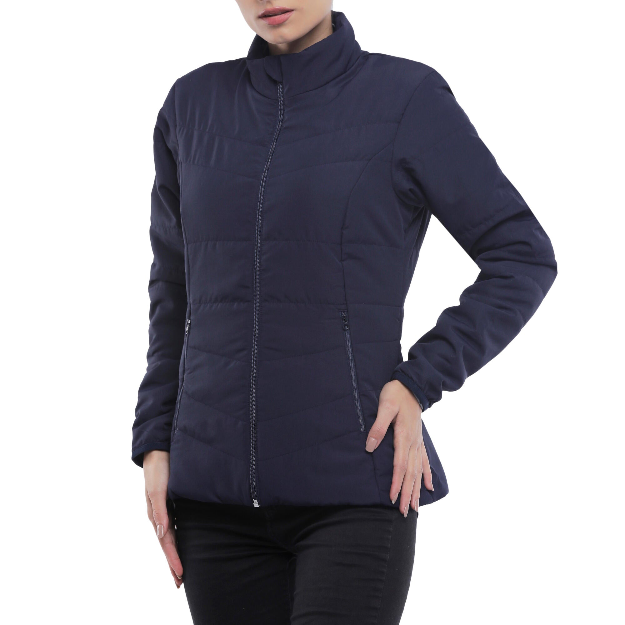 Forclaz Women's Synthetic Insulated Mountain Backpacking Jacket with Padding - Lightweight, Water-Resistant for Hiking & Outdoor Adventures (32°F/0°C Rating) - Perfect for Camping, Trekking & Cold Weather Activities