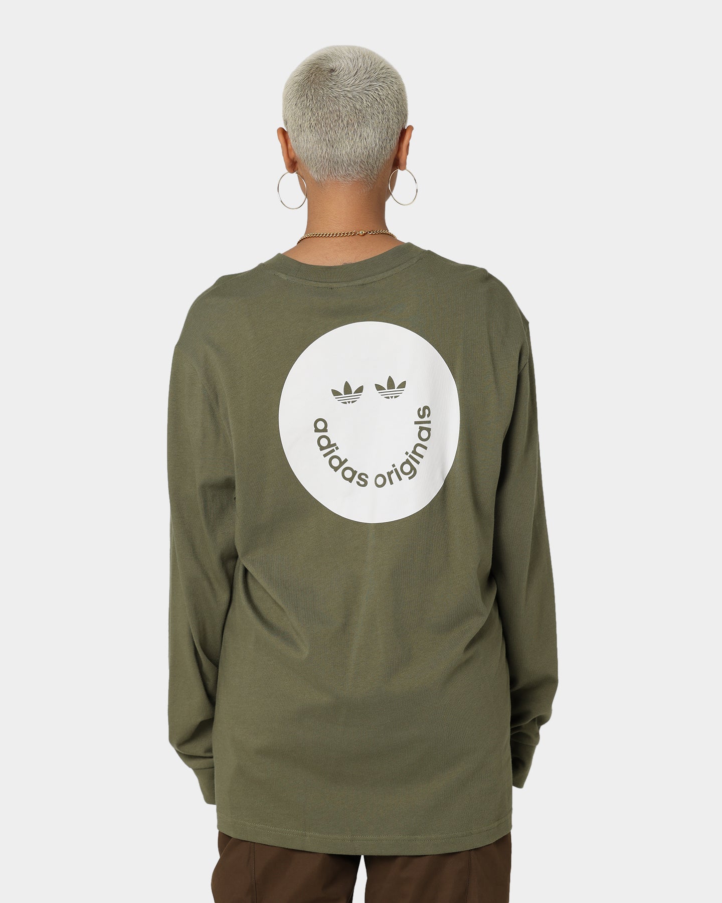 Adidas Long Sleeve Graphic T-Shirt for Men - Craft Khaki Cotton Casual Shirt - Perfect for Workout, Streetwear & Everyday Fashion
