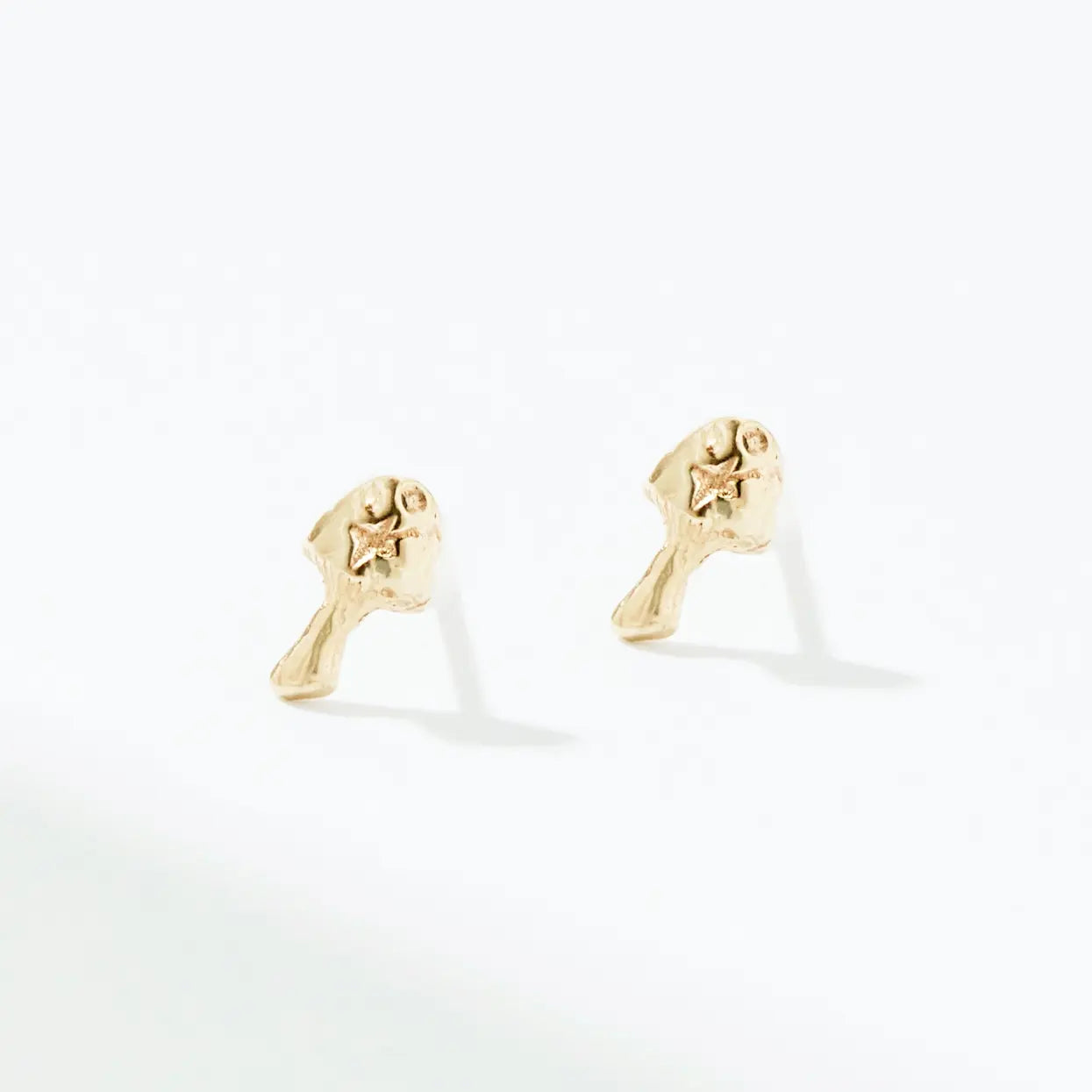 Enchanted Spirit Mushroom Earrings - 14K Yellow Gold Stud Earrings for Women, Boho Nature-Inspired Jewelry - Perfect for Festivals, Parties & Everyday Wear
