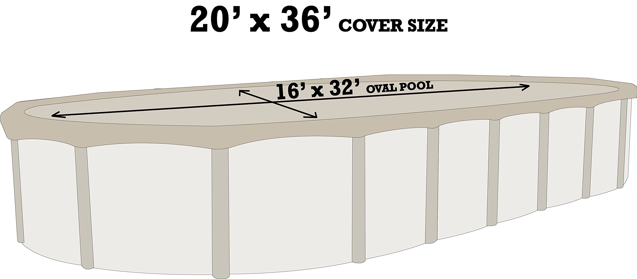 HPI Armorkote Reversible Winter Pool Cover - Tan/Blue, 16x32 ft Oval Above Ground Swimming Pool Cover with 4-Foot Overlap | All-Weather Protection for Winterization & Off-Season Storage