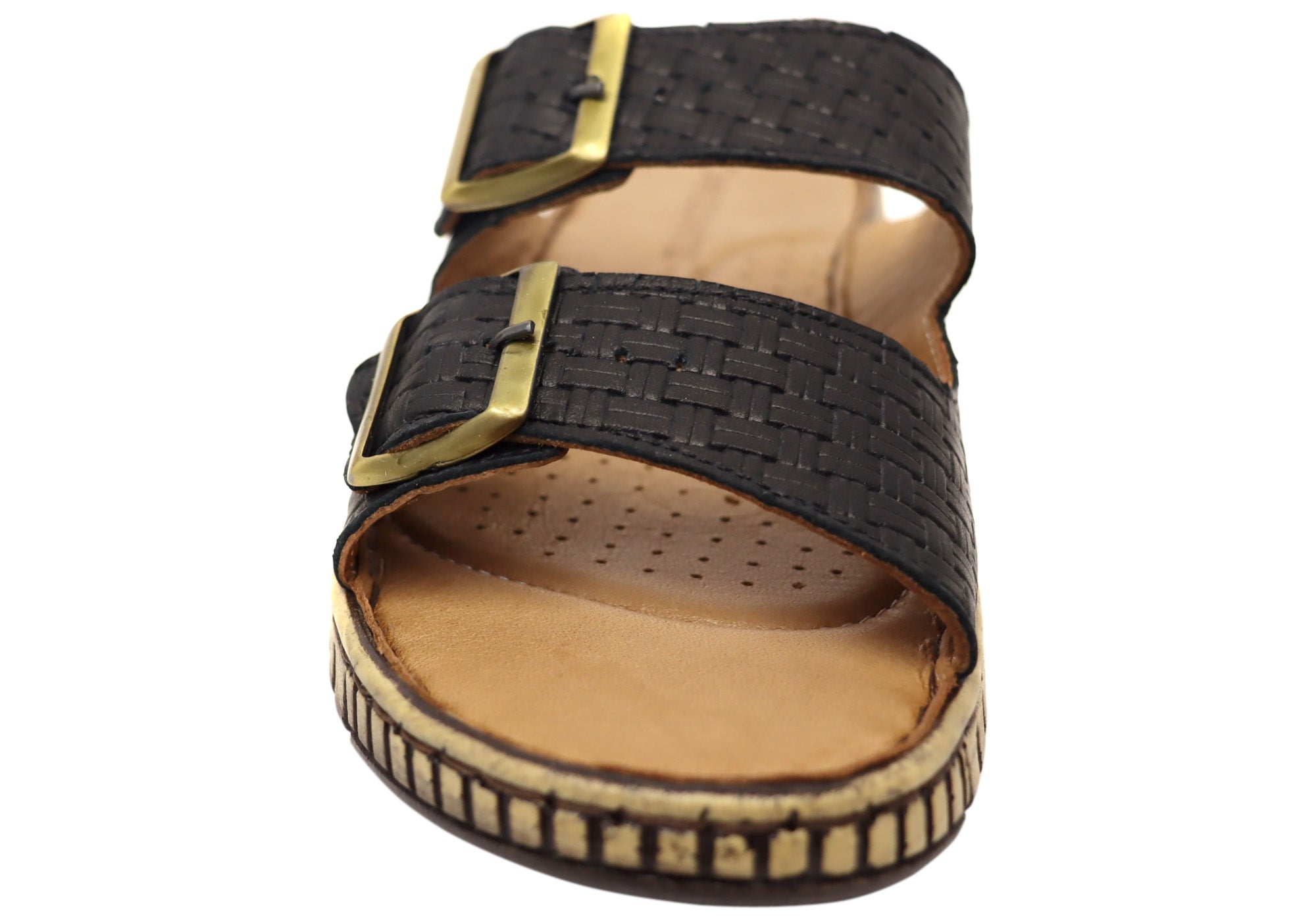 Orizonte Relaxa Women's European Leather Adjustable Slides Sandals - Comfortable Summer Casual Shoes for Beach, Poolside & Home Wear