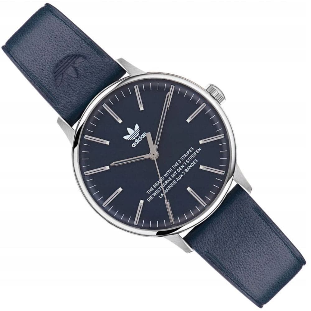 Adidas Analog Original Style Blue Leather Strap Men's Watch AOSY22529 - Stylish Casual & Sporty Timepiece for Everyday Wear, Workouts, and Outdoor Activities