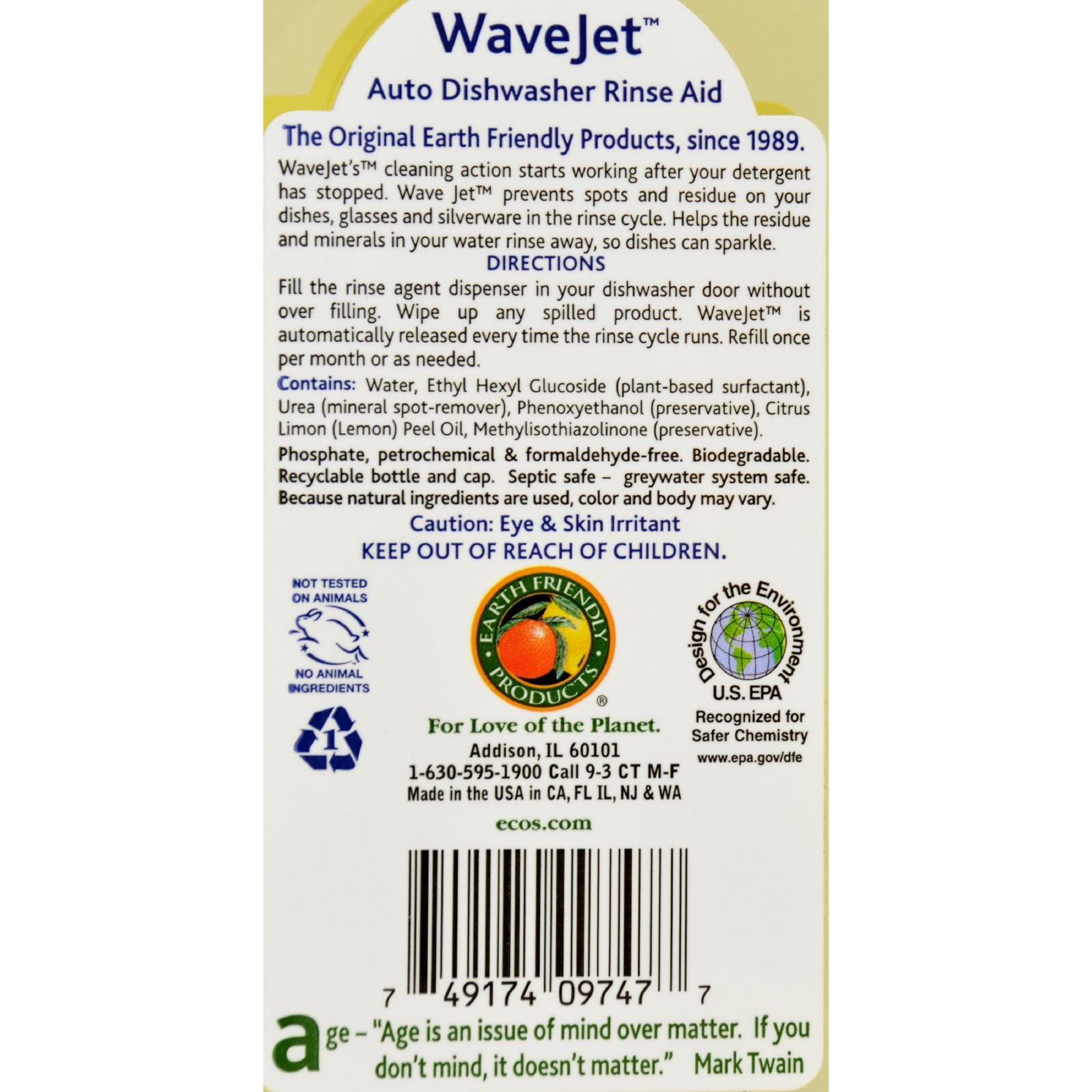 Eco-Friendly Wave Jet Automatic Dishwasher Rinse Aid - Plant-Based Formula - 8 fl oz (4-Pack) - Gentle on Dishes & Environment for Sparkling Clean Results in Every Wash