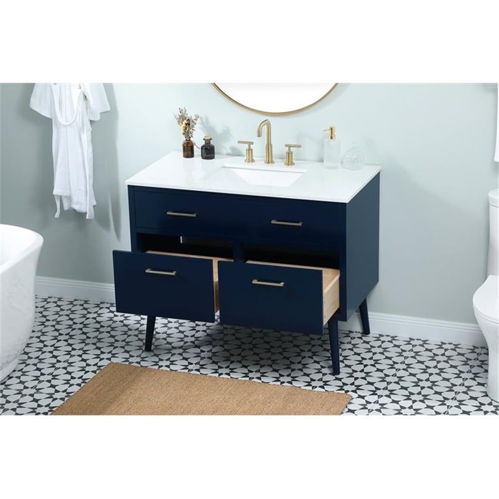42 Inch Elegant Blue Bathroom Vanity Cabinet for Modern Kitchen & Bath - Perfect for Small Bathroom Remodeling & Space-Saving Storage Solutions