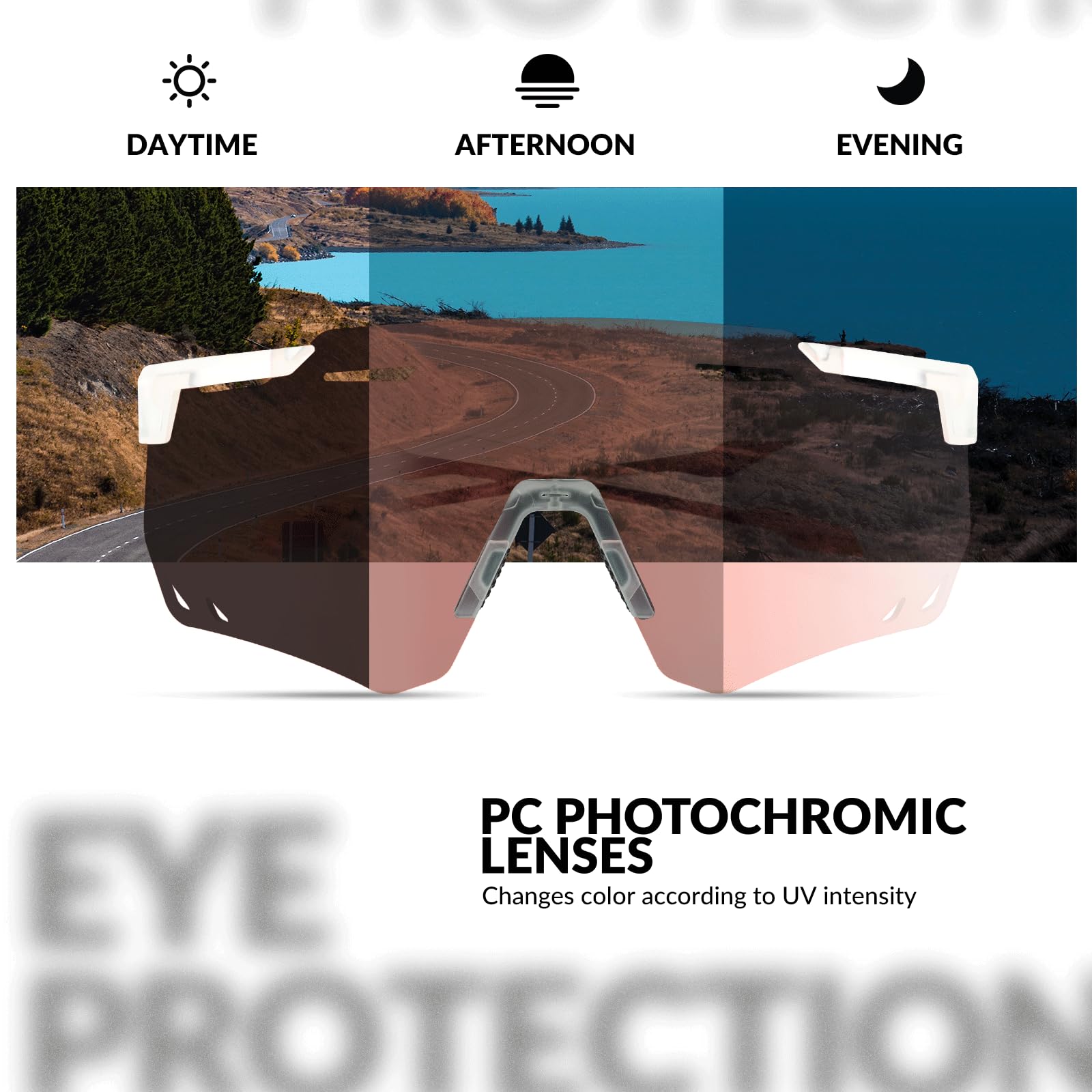 ROCKBROS Photochromic Cycling Glasses for Men & Women - UV Protection Sports Sunglasses for Biking, Running, Hiking & Outdoor Activities