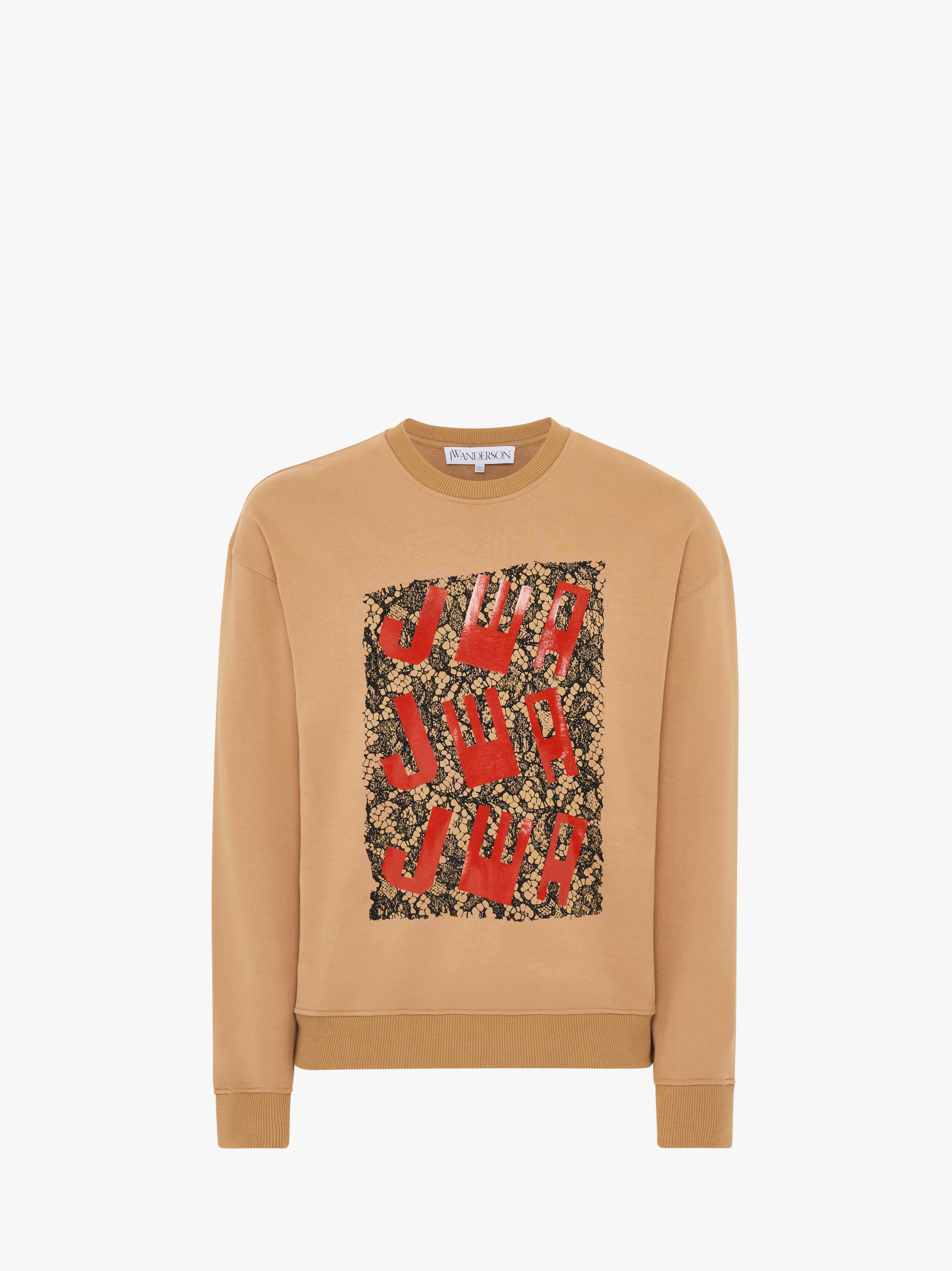 JW&A Lace Panel Sweatshirt for Women - Soft Beige Pullover with Stylish Lace Detail | Perfect for Casual Outings & Layering