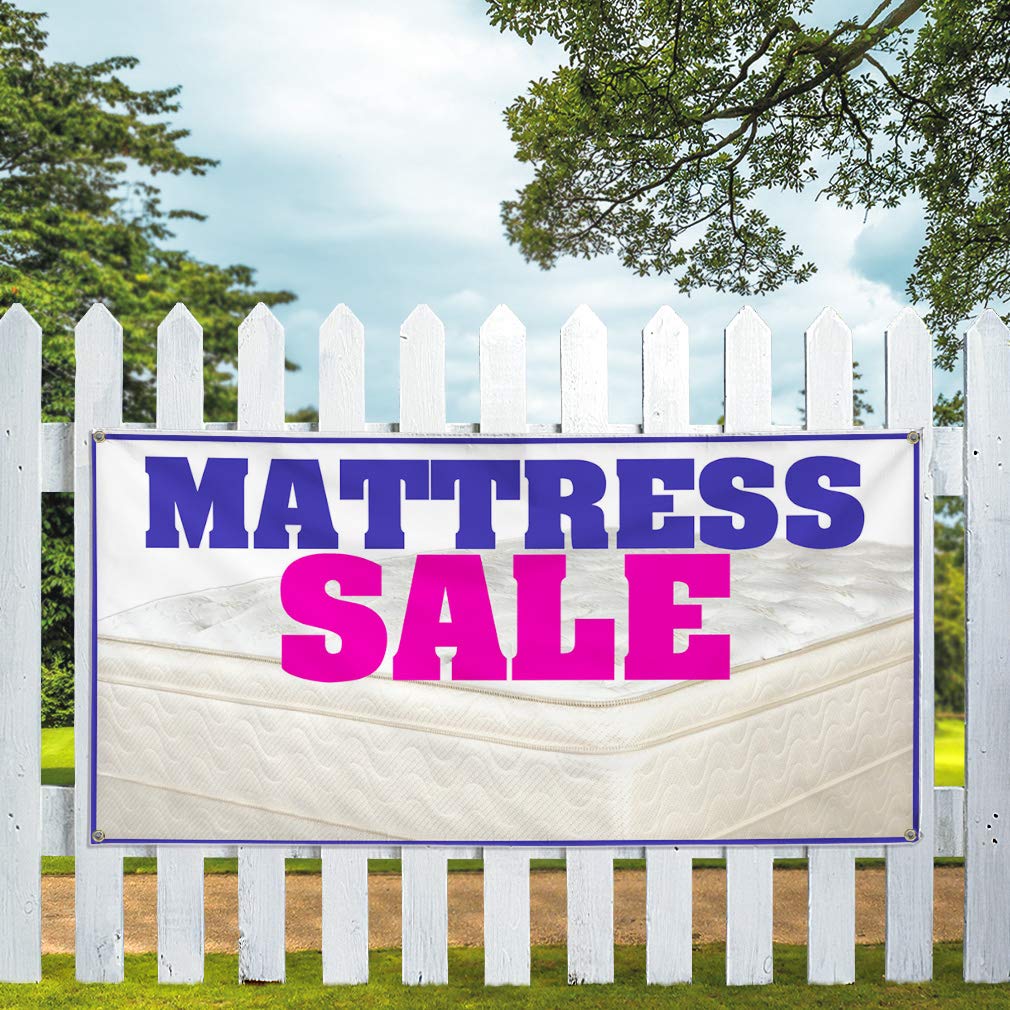 Vinyl Banner - 48x96 Inches Mattress Sale Business Sign - Weatherproof, Durable with 8 Grommets - Perfect for Outdoor Advertising, Yard Sales & Industrial Use