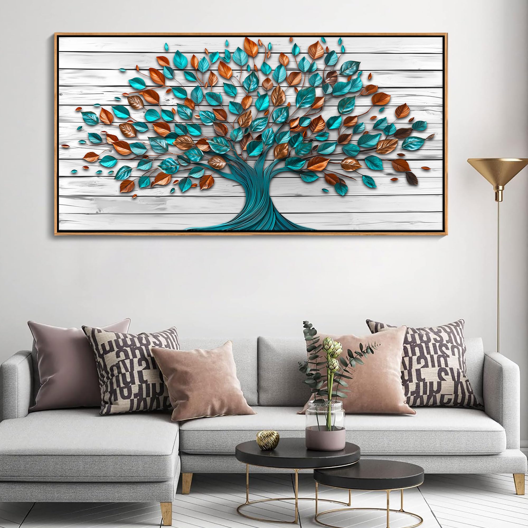 Tree of Life Wall Art Canvas Painting - 24×48 Inch Framed Green Nature Decor for Living Room, Bedroom, Office & Kitchen | Modern Home & Wall Decor | Perfect for Housewarming Gifts & Interior Design