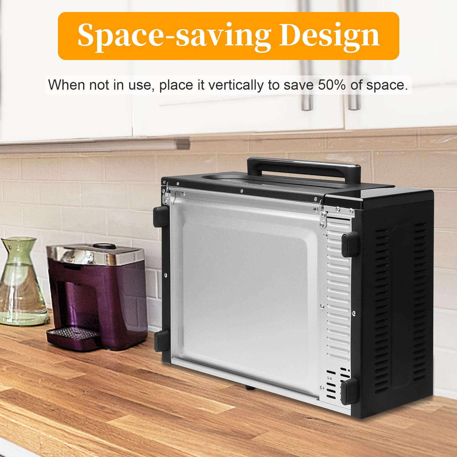 SEEDEEM 10-in-1 Air Fryer Toaster Oven with Convection, 15L Capacity - LCD Touch Screen, 1800W Countertop Oven for Baking, Roasting, Dehydrating - Includes 4 Accessories (Black) | Perfect for Small Kitchens, Dorms & RV Cooking