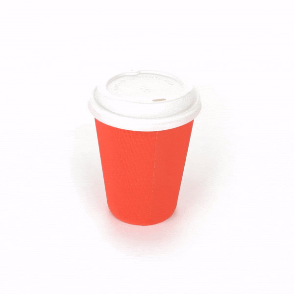 Premium 12oz Tangerine Orange Ripple Wall Paper Coffee Cups with White Lids - 3.5
