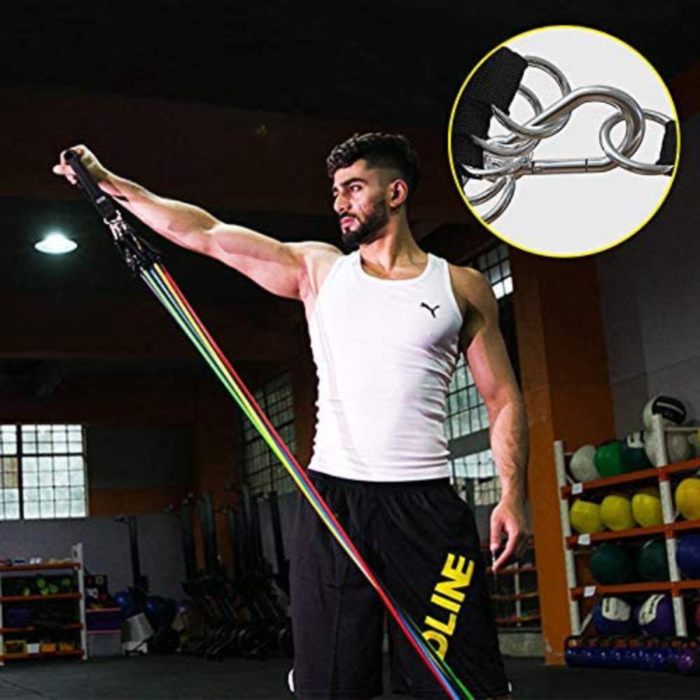 11-Piece Pull Rope Tension Band Set - Resistance Bands & Exercise Loops for Yoga, Home Workouts, Strength Training - Includes Carrying Case for Gym & Travel Fitness