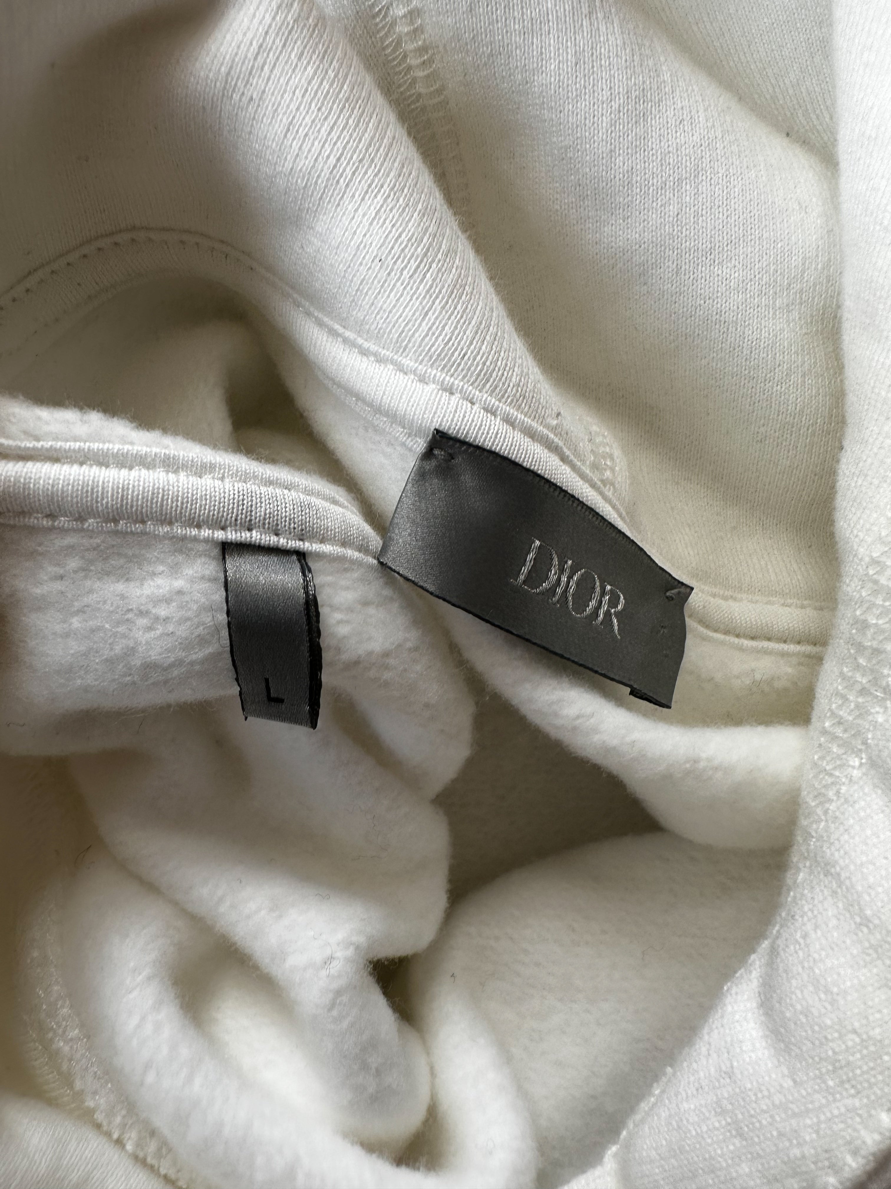 Dior Kenny Scharf White & Black Embroidered Logo Hoodie - Men's Luxury Streetwear Pullover for Casual Wear & Fashion Outfits