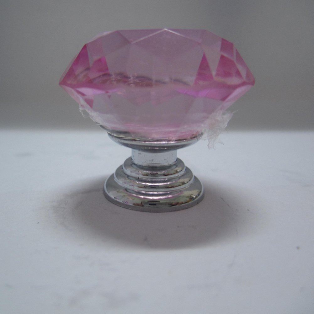 30mm Crystal Glass Cabinet Knobs - Pack of 8 Pink Drawer Pulls for Dresser, Wardrobe & Furniture Hardware | Elegant Home Decor Upgrade for Bedroom, Kitchen & Closet Organization