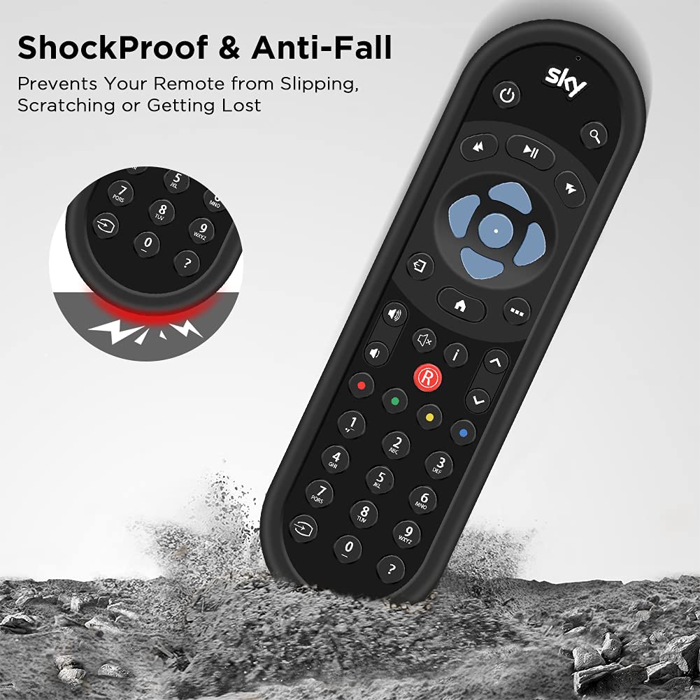 2 Pack Silicone Protective Cover for Sky Q Voice Remote Control SKY135 & Sky Glass Remote - Durable Skin Case for Touch & Non-Touch Remotes (Black + Rainbow) - Perfect for Home Entertainment & TV Accessories Protection