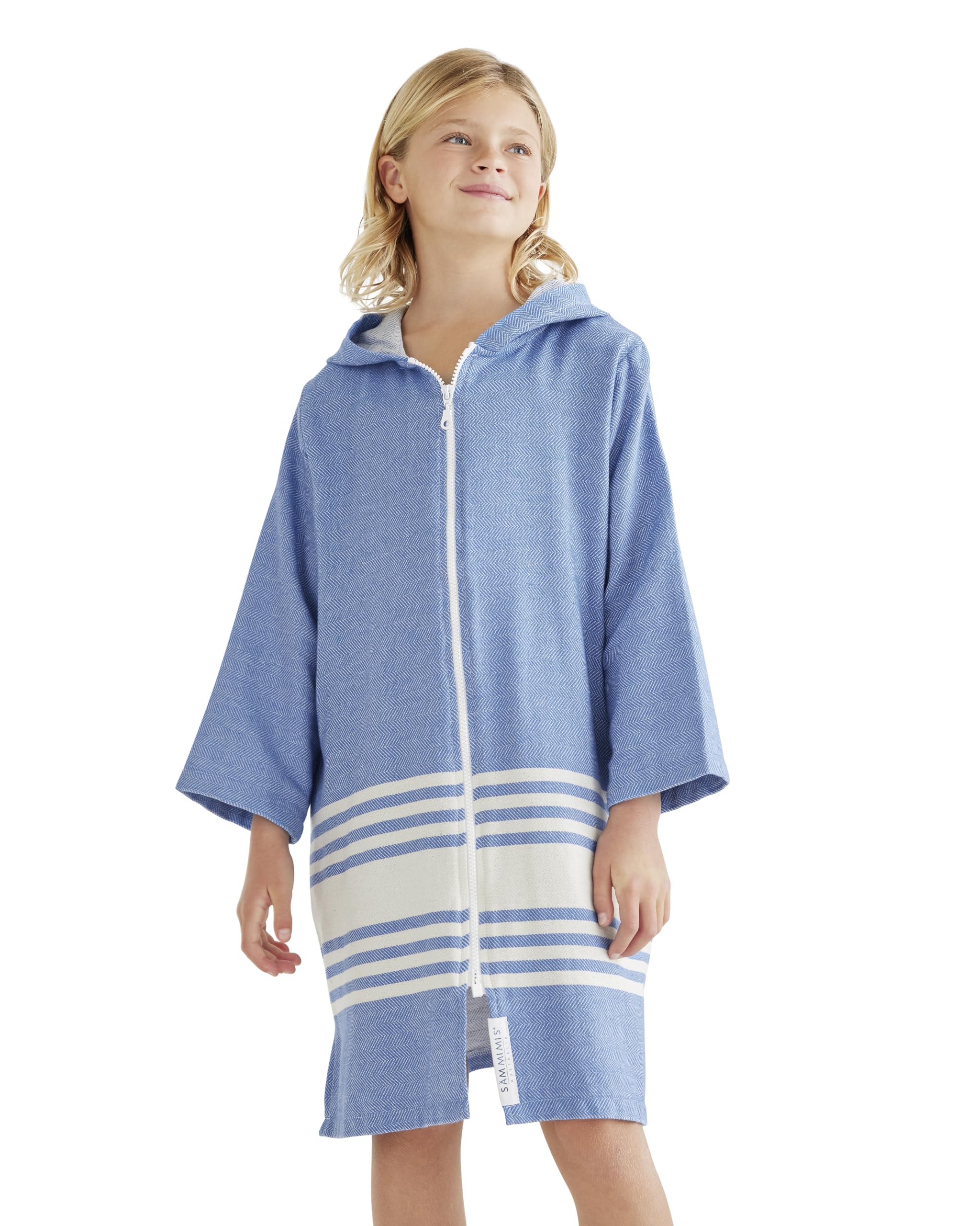 Kids Hooded Beach Towel with Zipper & Long Sleeves - Wearable Swim Cover Up, Quick Dry Lightweight Towel Hoodie for Boys & Girls - Perfect for Pool, Beach, and Water Park Adventures
