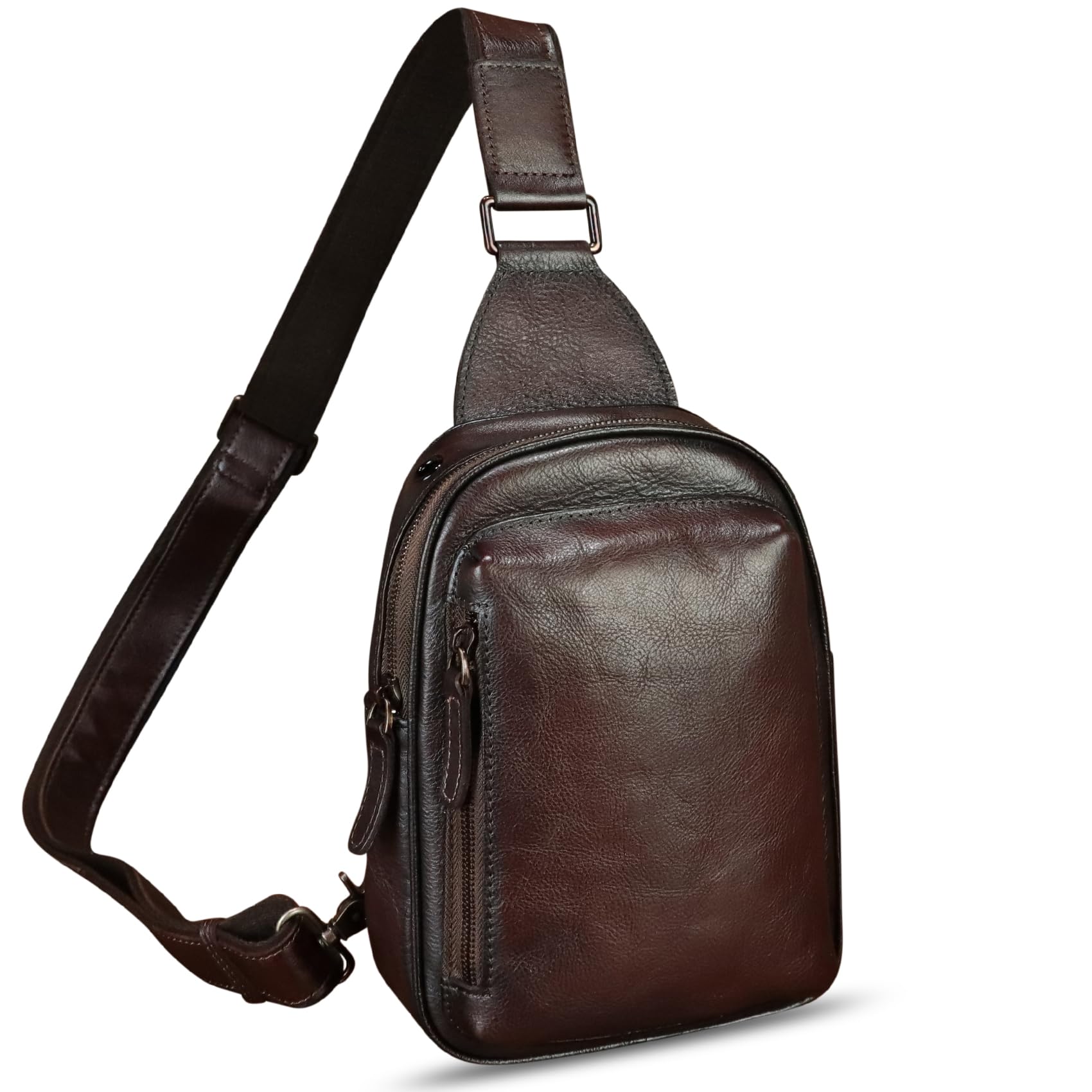 LRTO Genuine Leather Crossbody Sling Bag for Women & Men - Compact Chest Bag, Shoulder Backpack Purse for Hiking, Sports, Gym, Travel & Daily Use