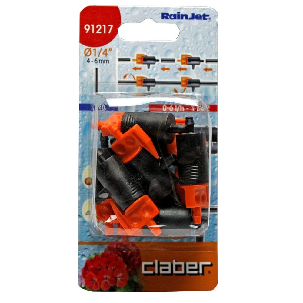 Claber Rainjet 91217 6-Line 10 Drip Irrigation Kit - Garden Watering System Accessories for Efficient Plant Hydration | Perfect for Lawns, Flower Beds & Vegetable Gardens