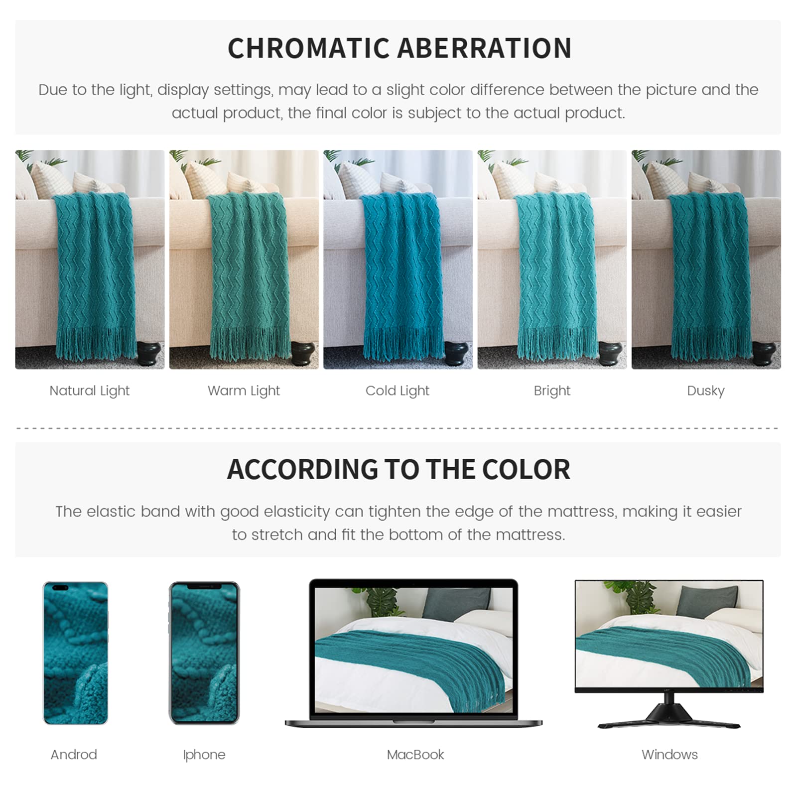 BOURINA Teal Knitted Throw Blanket 50x90 Inches - Ultra Soft Textured Solid Blanket for Sofa, Couch & Bed - Cozy Decorative Cover for Living Room, Bedroom & Travel
