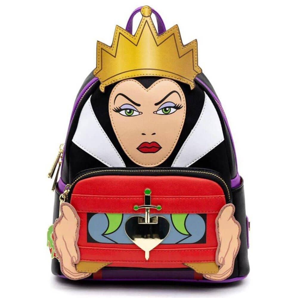 Loungefly Mini Backpack Disney Villains Collection - Snow White Evil Queen Character Design | Cute Small Backpack for Women, Disney Fans & Theme Park Outfits