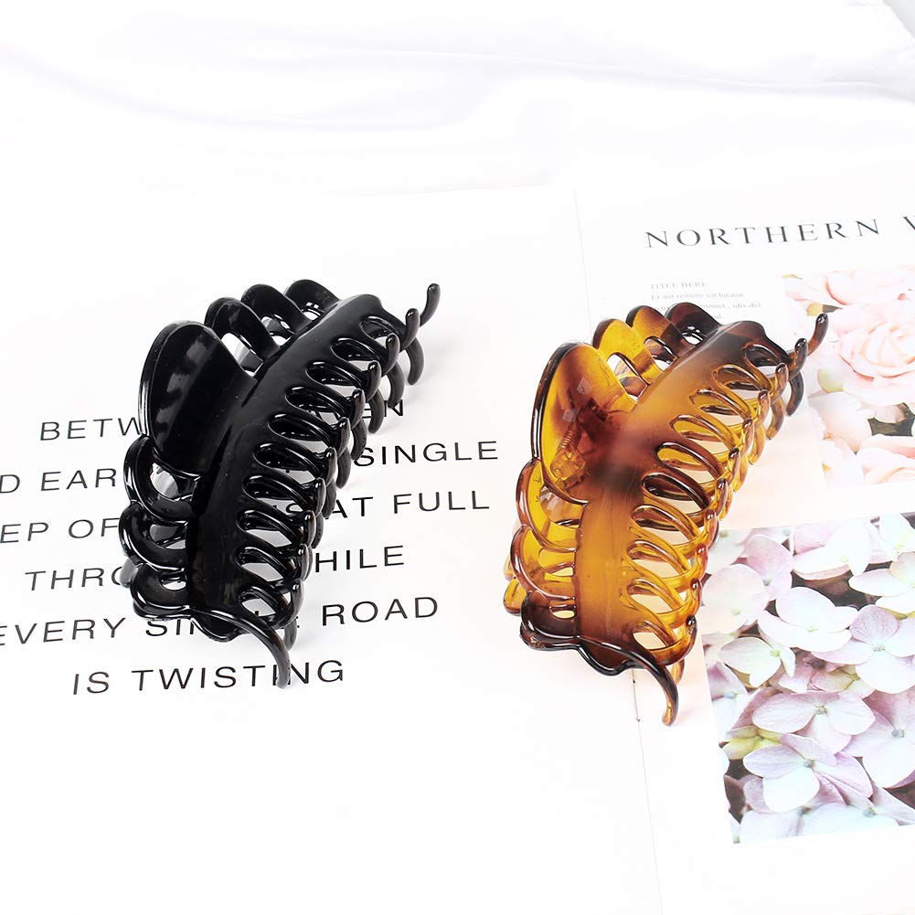 Extra Large Plastic Hair Claw Clips for Women - Strong Hold Jumbo Hair Clips for Long Thick Hair, Updo & Ponytail - Perfect for Workouts, Beach & Everyday Styling