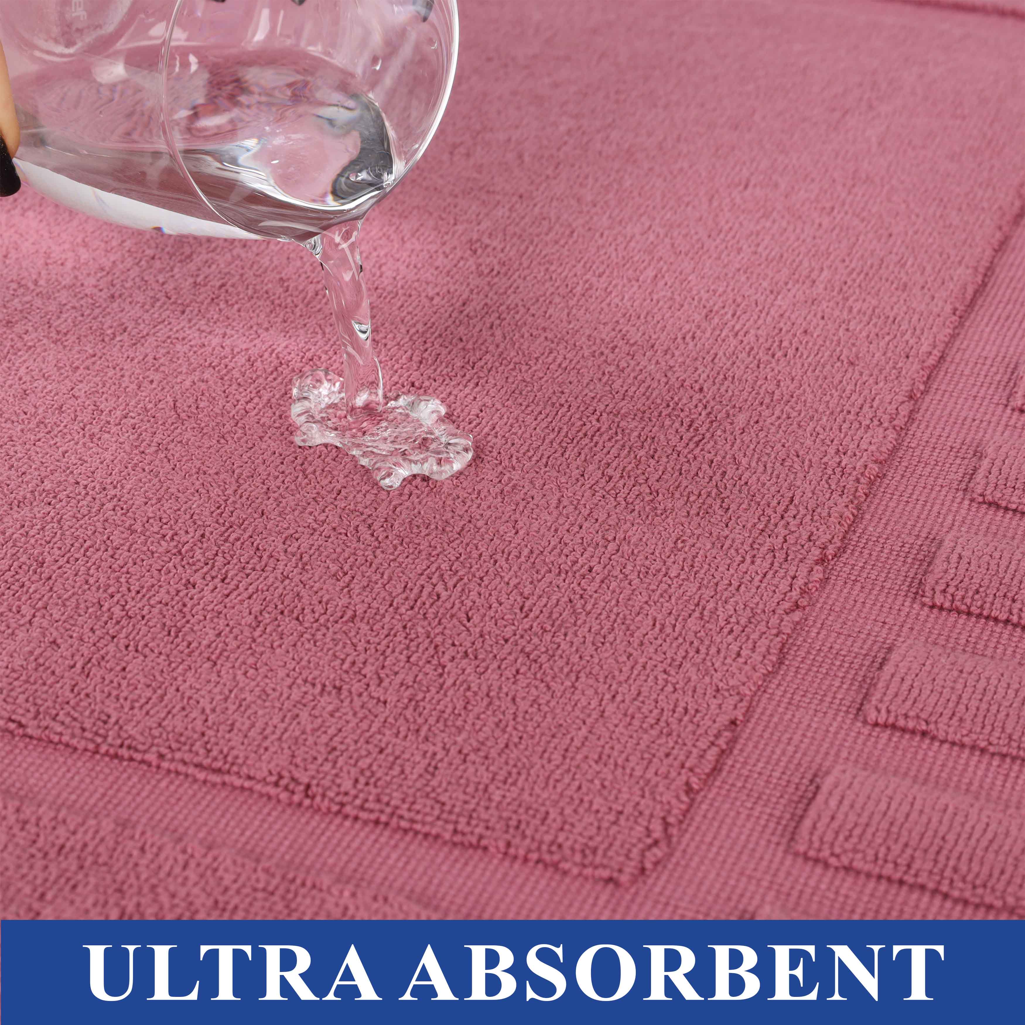Premium Cotton Modern Geometric Border Bath Mat Set of 2 - Ultra Absorbent, Non-Slip, Quick Dry Bathroom Rug for Bath, Shower & Vanity Area