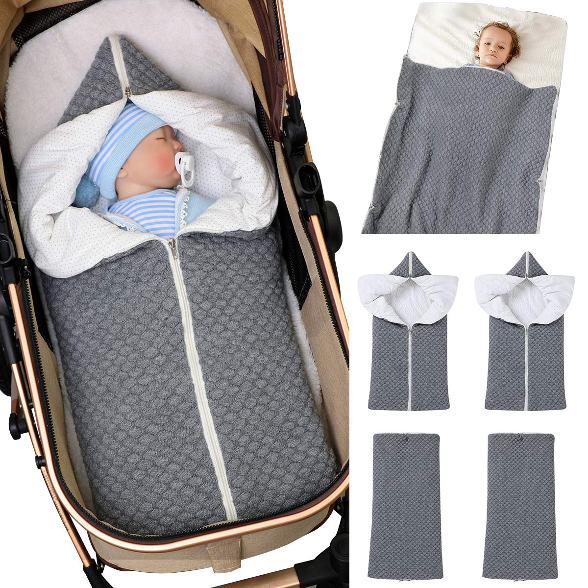 Soft Knitted Baby Swaddle Wrap Blanket for 0-12 Months - Warm Infant Sleeping Bag & Stroller Cover - Perfect for Newborn Naps, Outdoor Walks and Cozy Cuddle Time