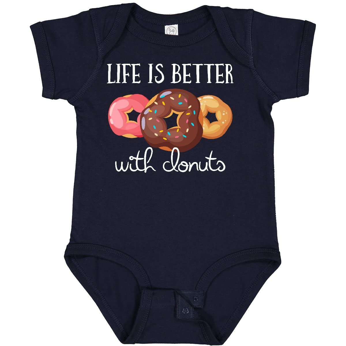 Inktastic Life is Better with Donuts Baby Bodysuit - Cute & Comfortable Cotton Onesie for Newborns & Infants - Perfect for Playdates, Photo Shoots & Everyday Wear