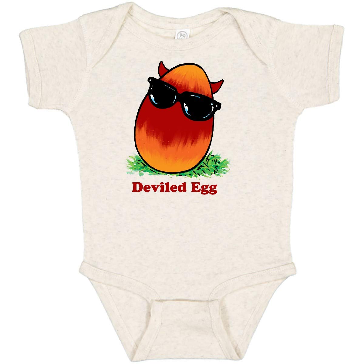 Inktastic Easter Red and Orange Devil Egg Horns Baby Bodysuit - Cute Holiday Outfit for Easter Celebrations & Baby Photo Shoots