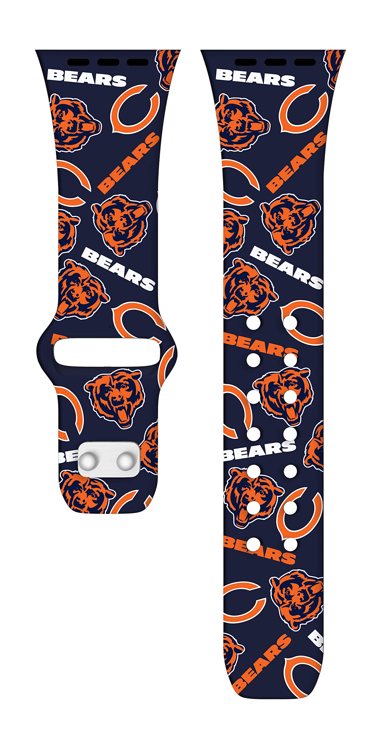Chicago Bears HD Watch Band for Apple Watch - Durable Silicone Sports Strap, Compatible with All Apple Watch Series (38mm/40mm/41mm/42mm/44mm/45mm/49mm) - Perfect for Game Day, Workouts & Casual Wear