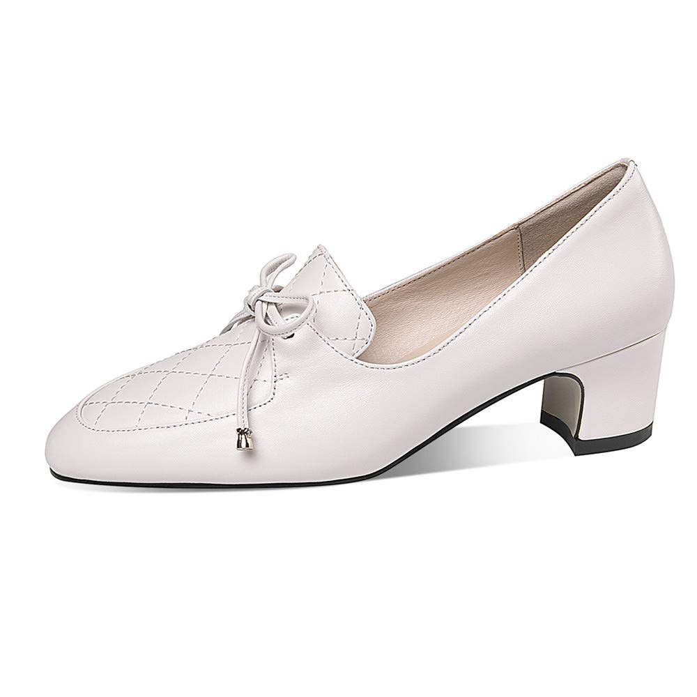 TinaCus Women's Genuine Leather Loafers - Handmade Round Toe Slip-On Shoes with Bowknot & Chunky Low Heel | Comfortable Casual & Office Wear for Women