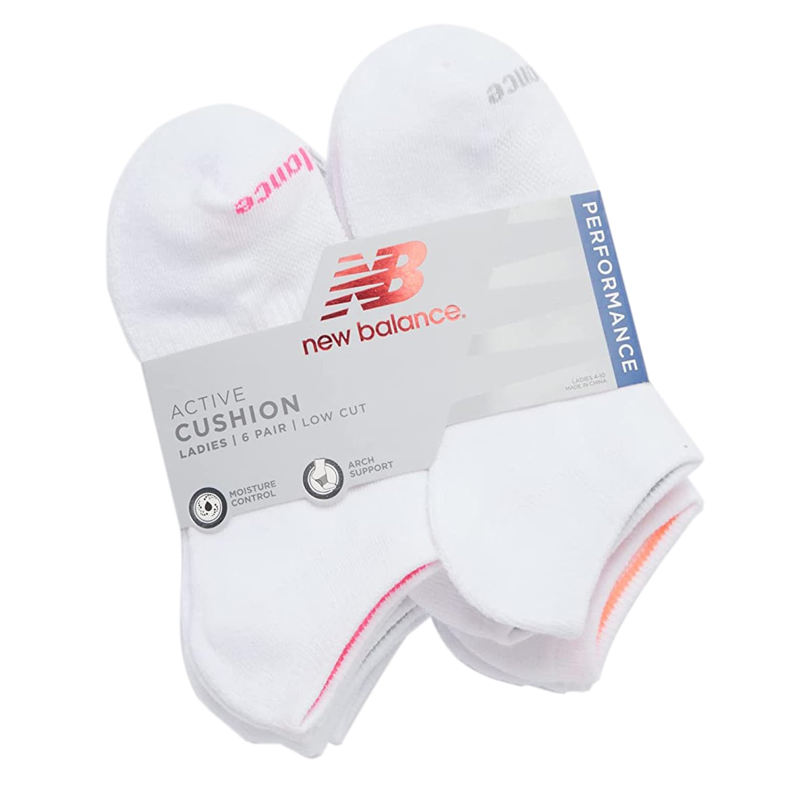 New Balance Women's Performance Low Cut Socks - 6 Pairs Pack for Running, Gym & Everyday Comfort